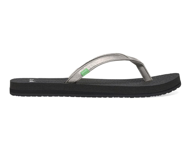Sanuk Yoga Spree | Yoga Mat Footbed | Flip Flops for Women | Yoga Sandals For Women | Women's Beach Sandals, Silver, 10 - Image 1